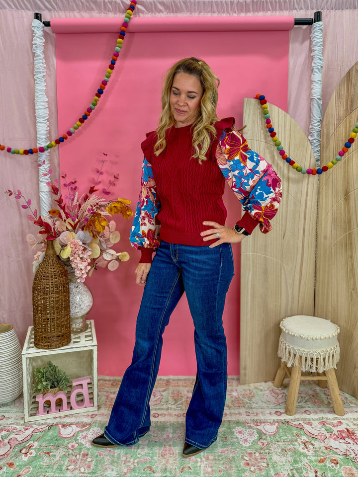 Bloom and Ruffle Knit Top