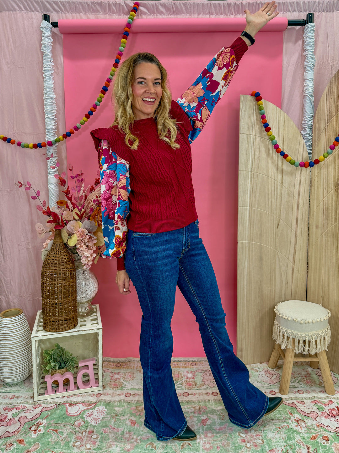 Bloom and Ruffle Knit Top