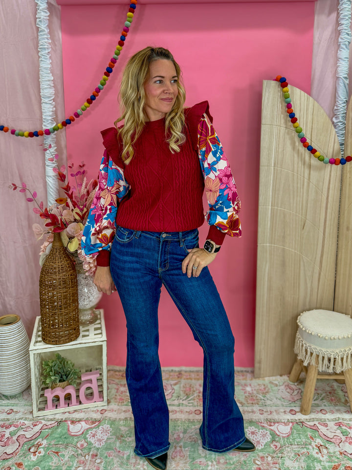 Bloom and Ruffle Knit Top