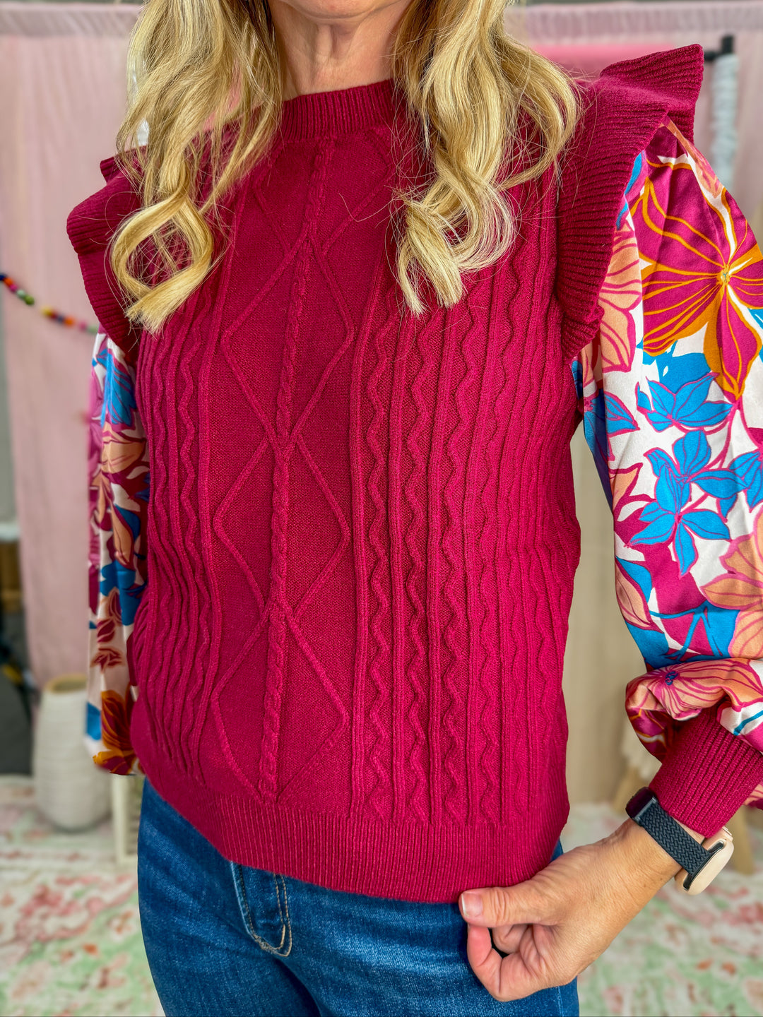 Bloom and Ruffle Knit Top