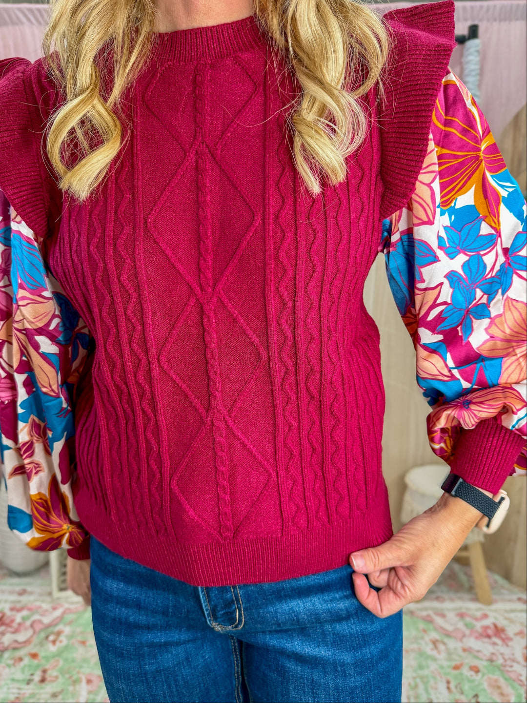 Bloom and Ruffle Knit Top