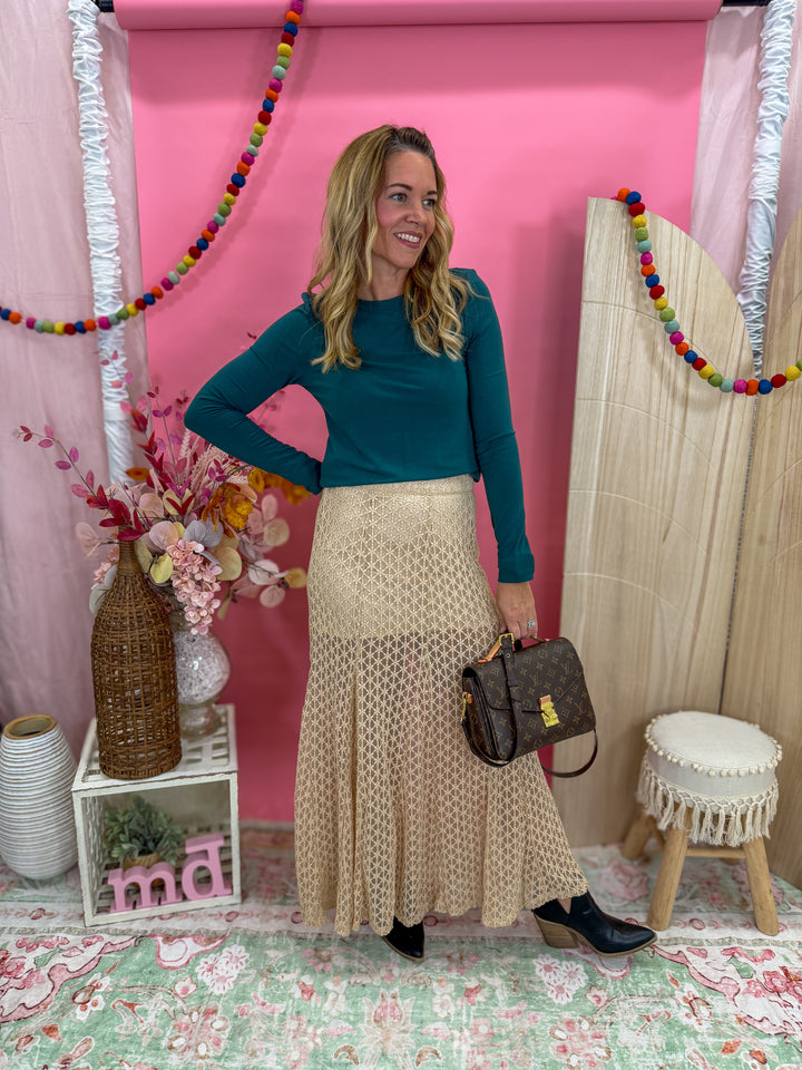 Champagne Dreams Lace Maxi Skirt