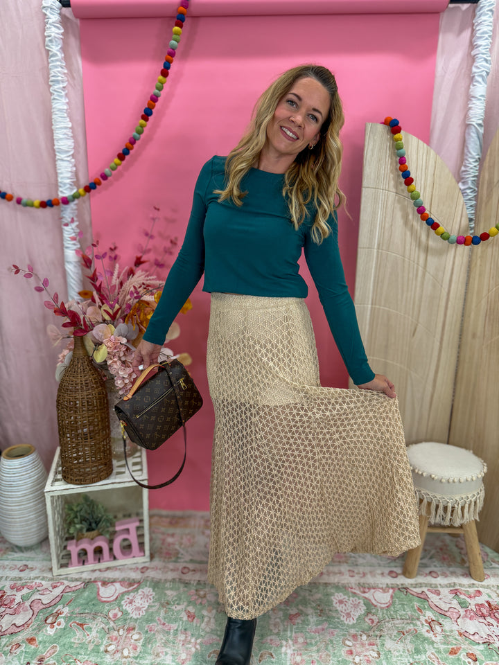 Champagne Dreams Lace Maxi Skirt