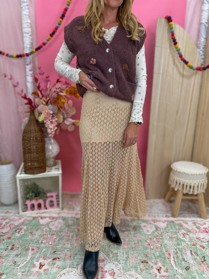 Champagne Dreams Lace Maxi Skirt