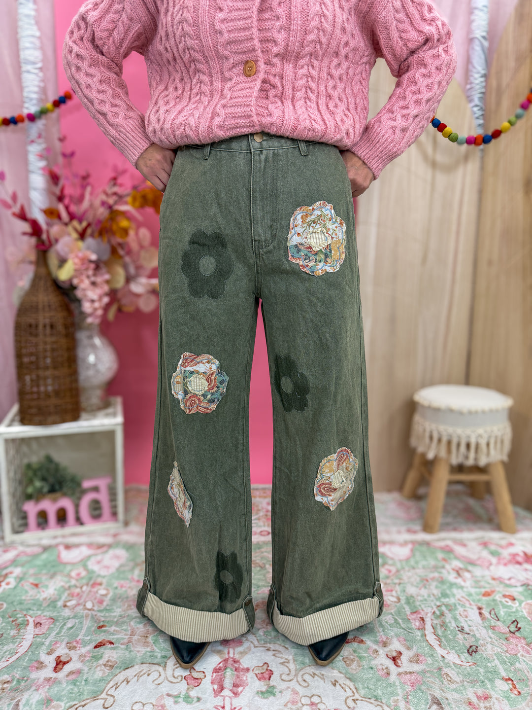 Wildflower Patchwork Denim Pants