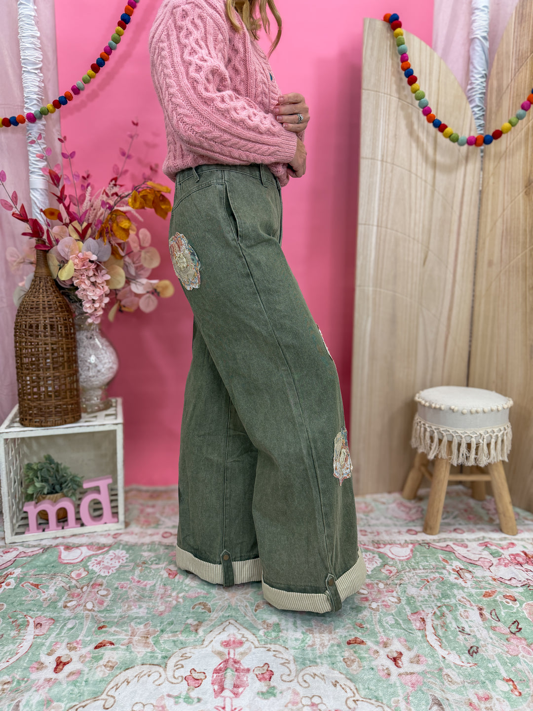 Wildflower Patchwork Denim Pants