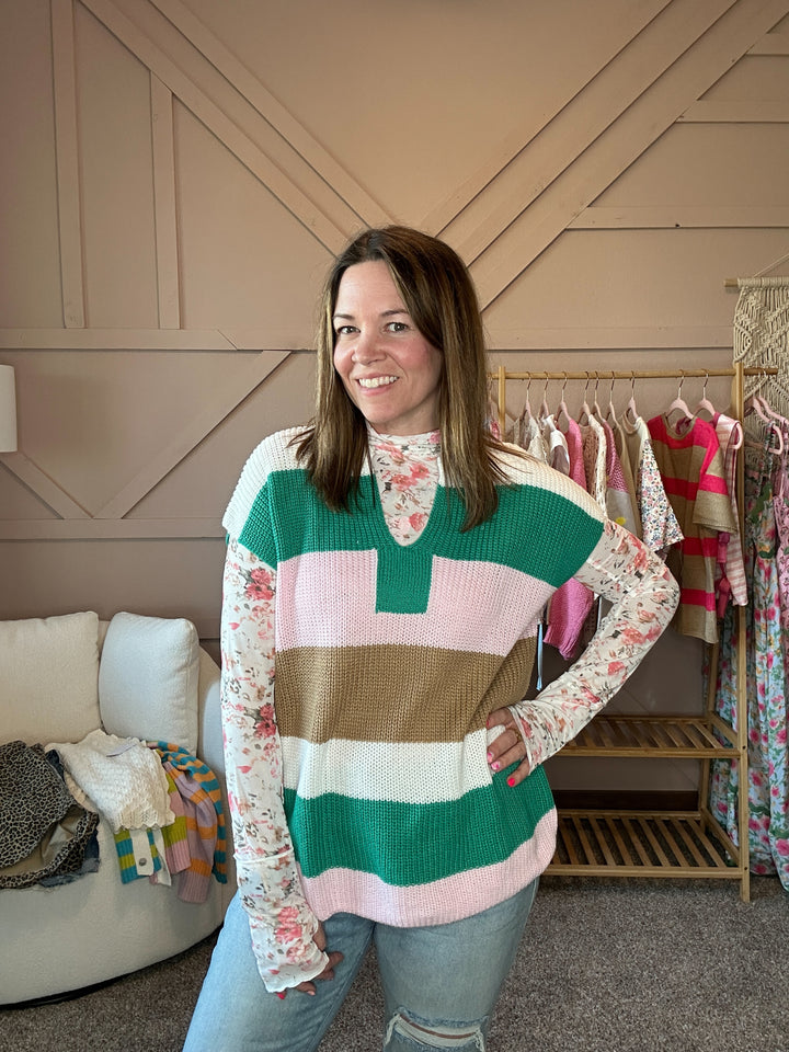 Multi Color V Neck Sweater