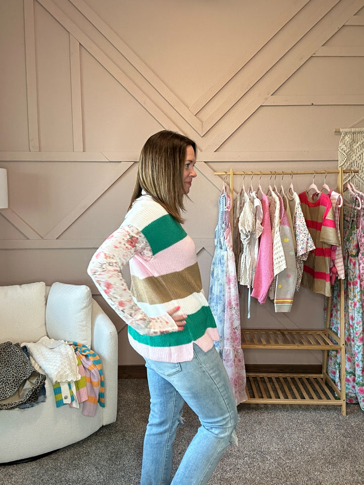 Multi Color V Neck Sweater