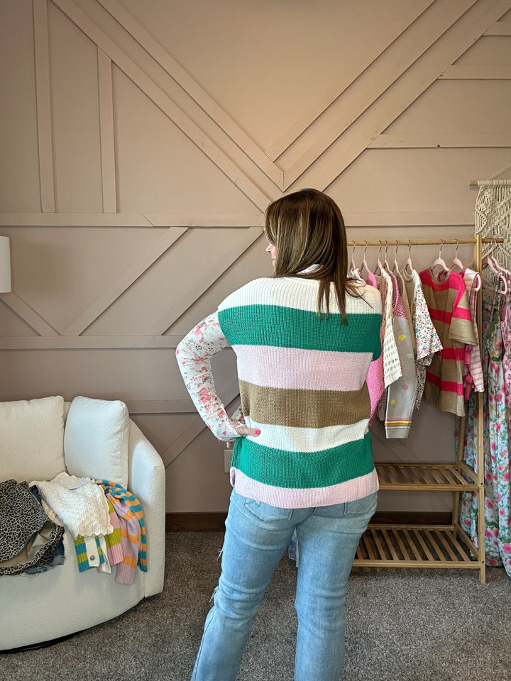 Multi Color V Neck Sweater