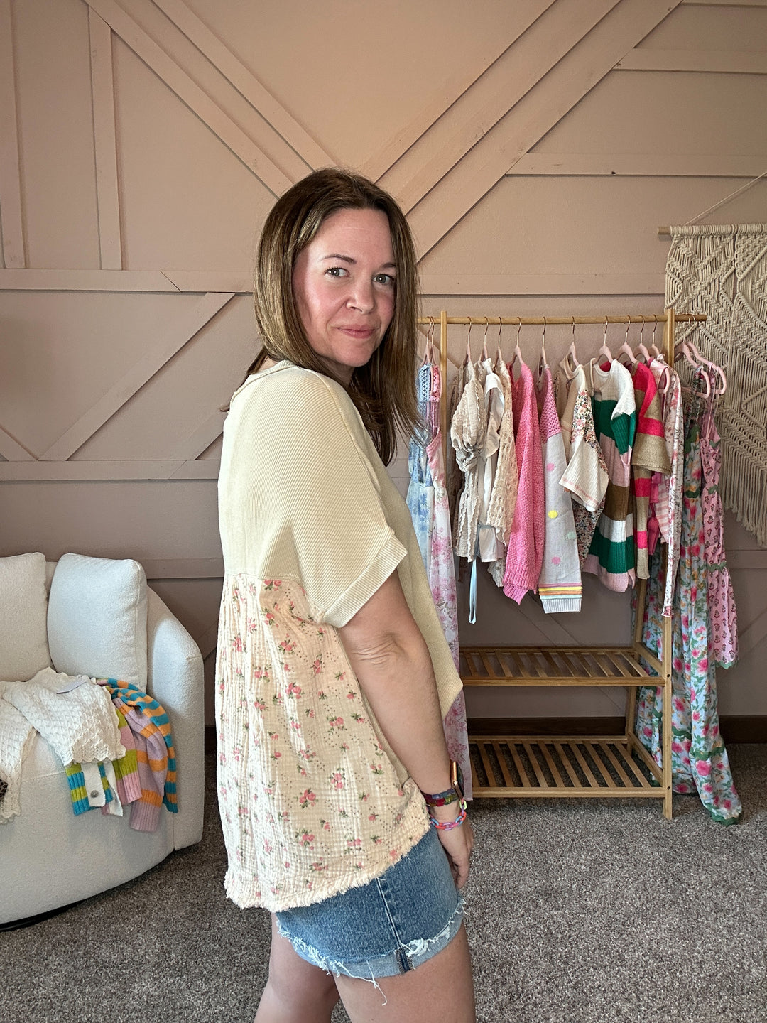 Floral Button Henley Top