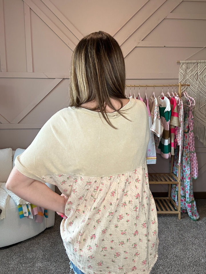 Floral Button Henley Top