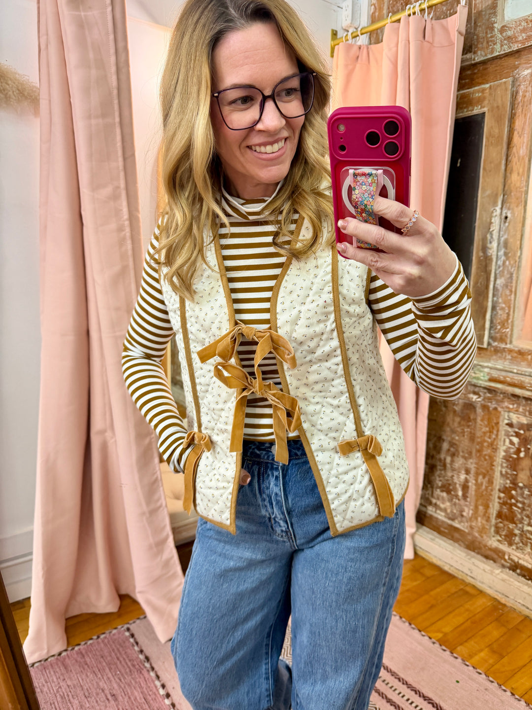 Striped Turtleneck Fitted Long Sleeve Top
