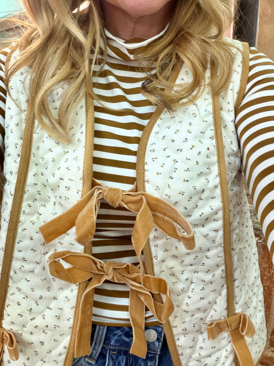 Striped Turtleneck Fitted Long Sleeve Top