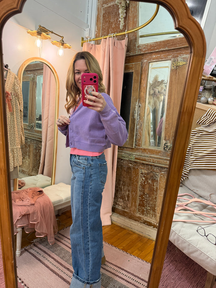 High Rise Cuffed Baggy Wide Jeans