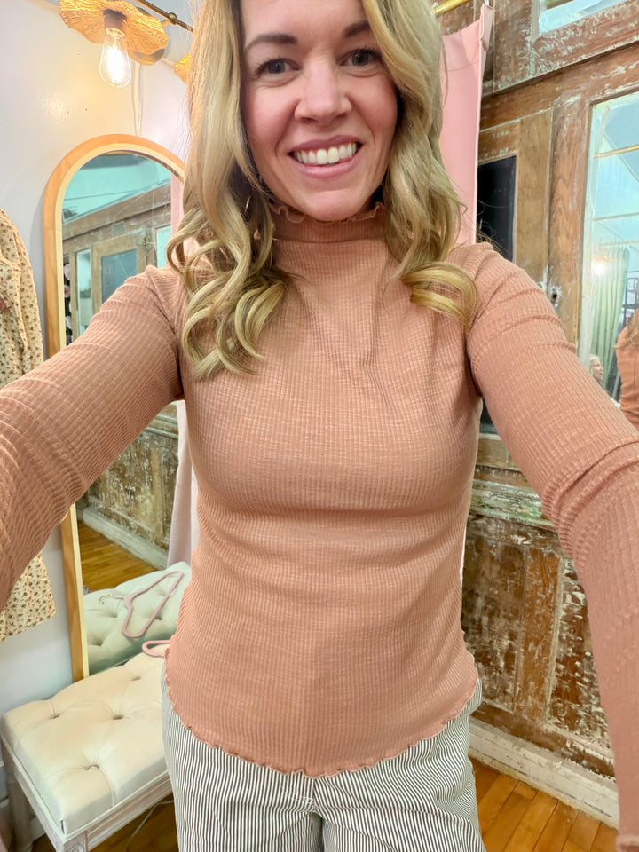 Ribbed Mock Neck Knit Top