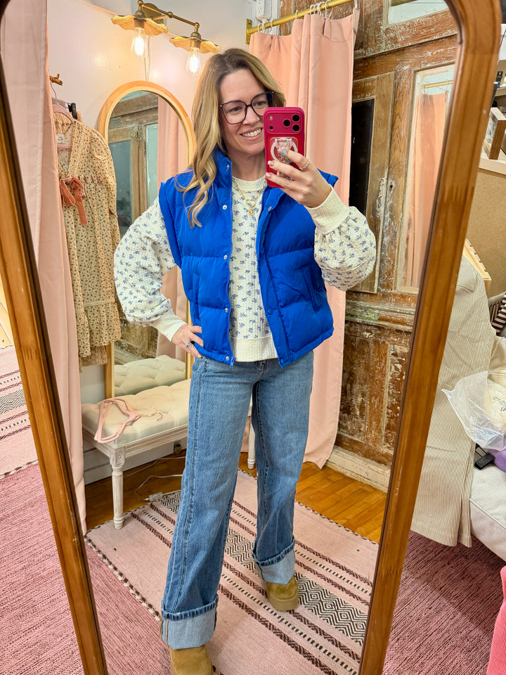 Mock Neck Casual Puffer Vest