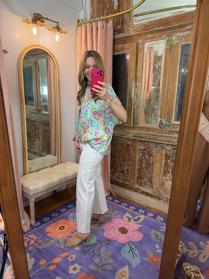 Confetti Garden Tie-Back Blouse