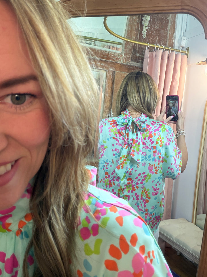 Confetti Garden Tie-Back Blouse
