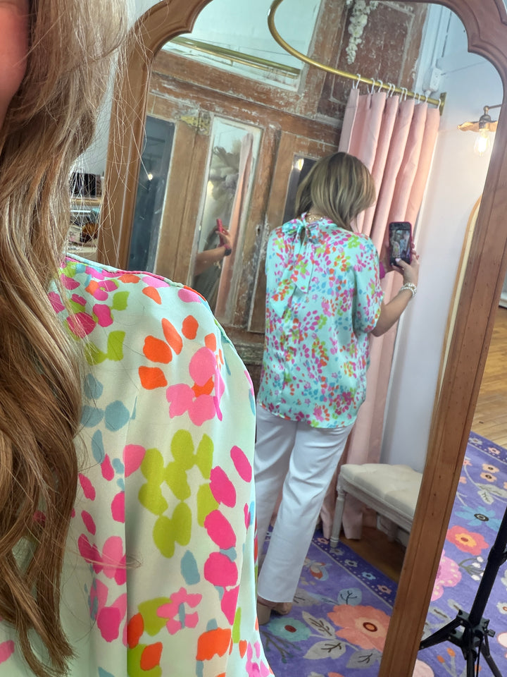 Confetti Garden Tie-Back Blouse
