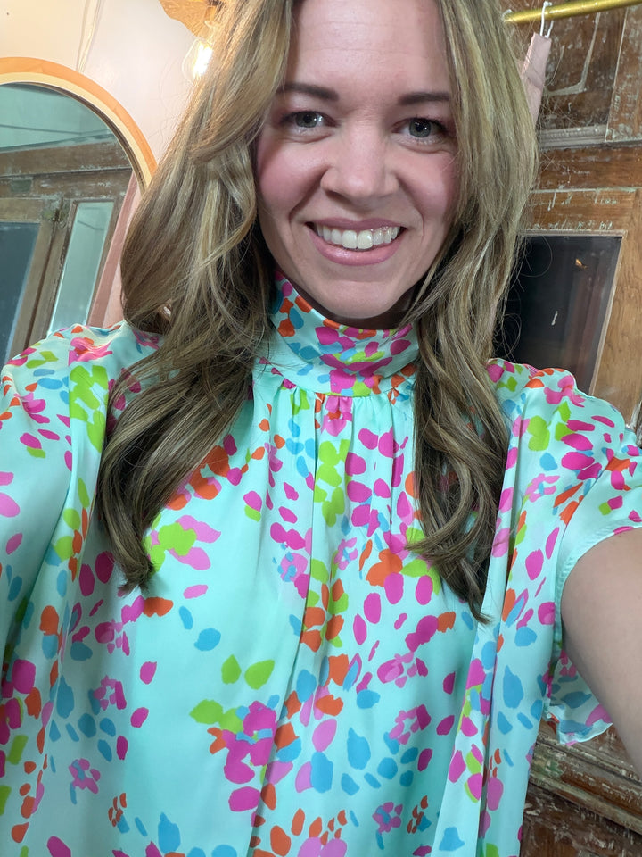 Confetti Garden Tie-Back Blouse