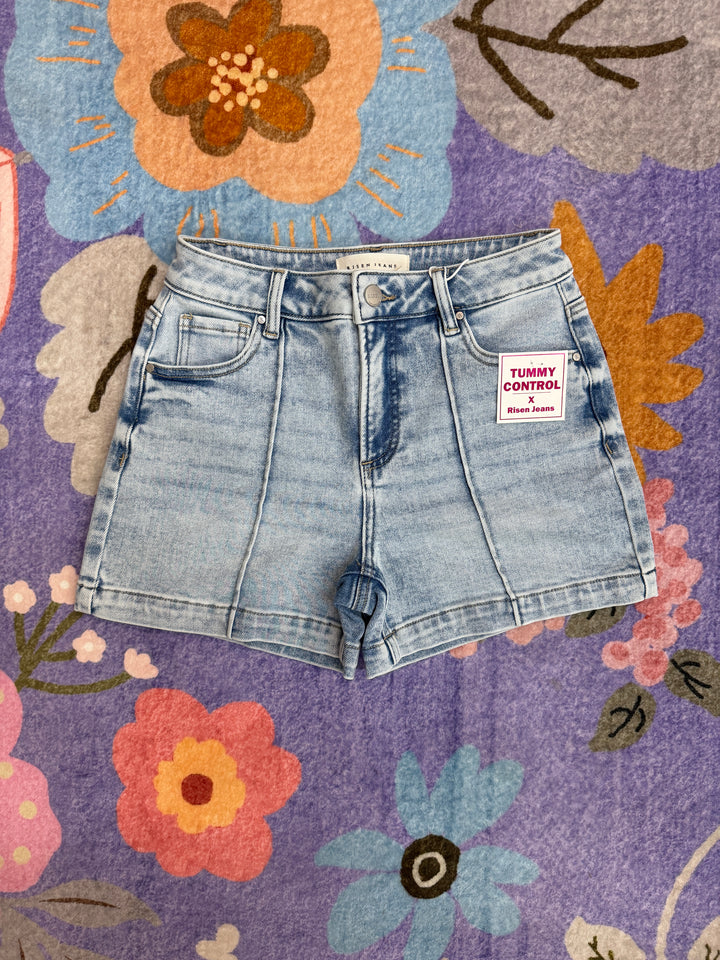 Smooth & Chic Pintuck Denim Shorts