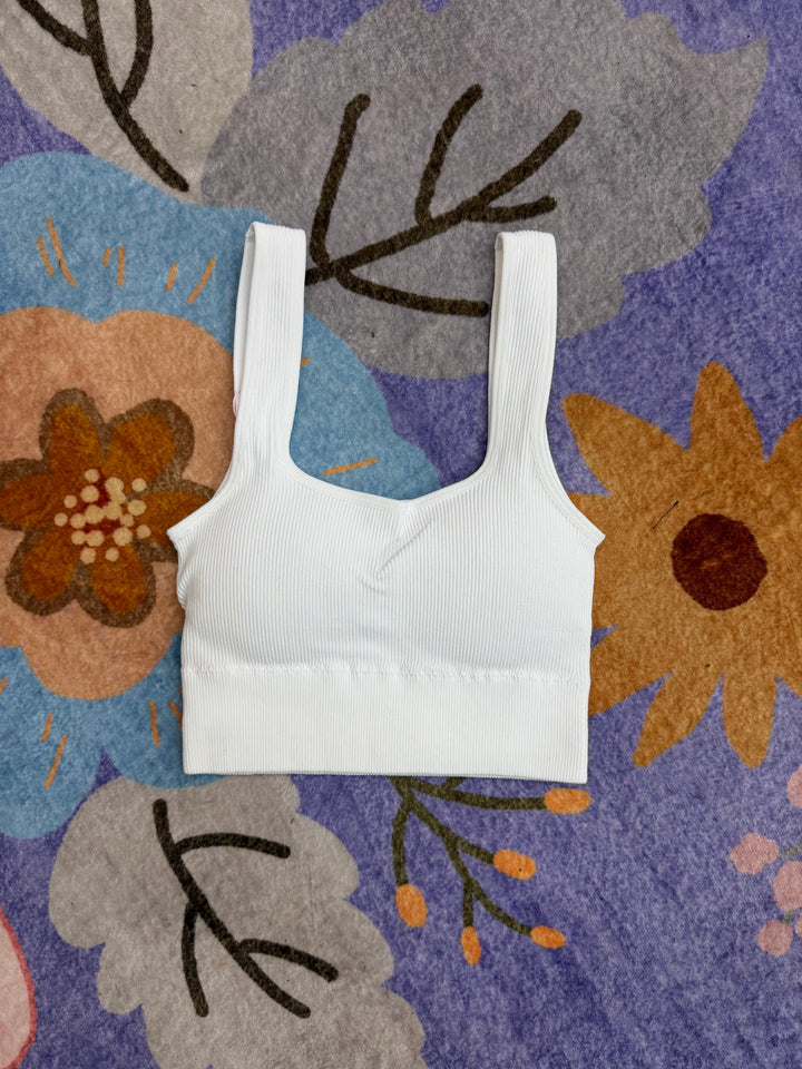 Sculpted Seamless Crop Brami - White