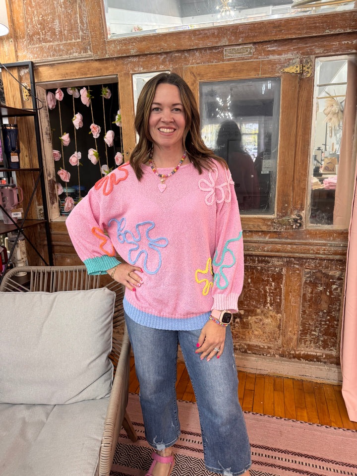 Flower Knit Sweater Tunic