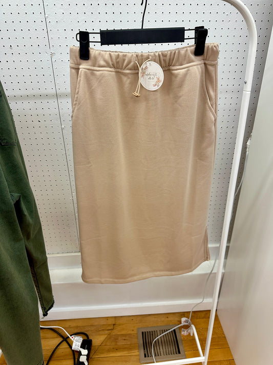 Taupe Terry Midi Skirt