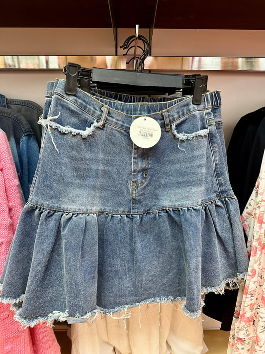 Drop Hem Denim Skirt