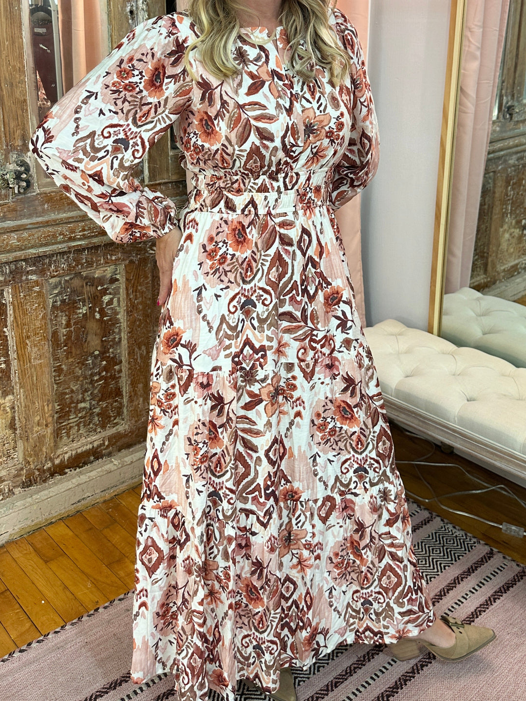 Long Sleeve Woven Maxi Dress