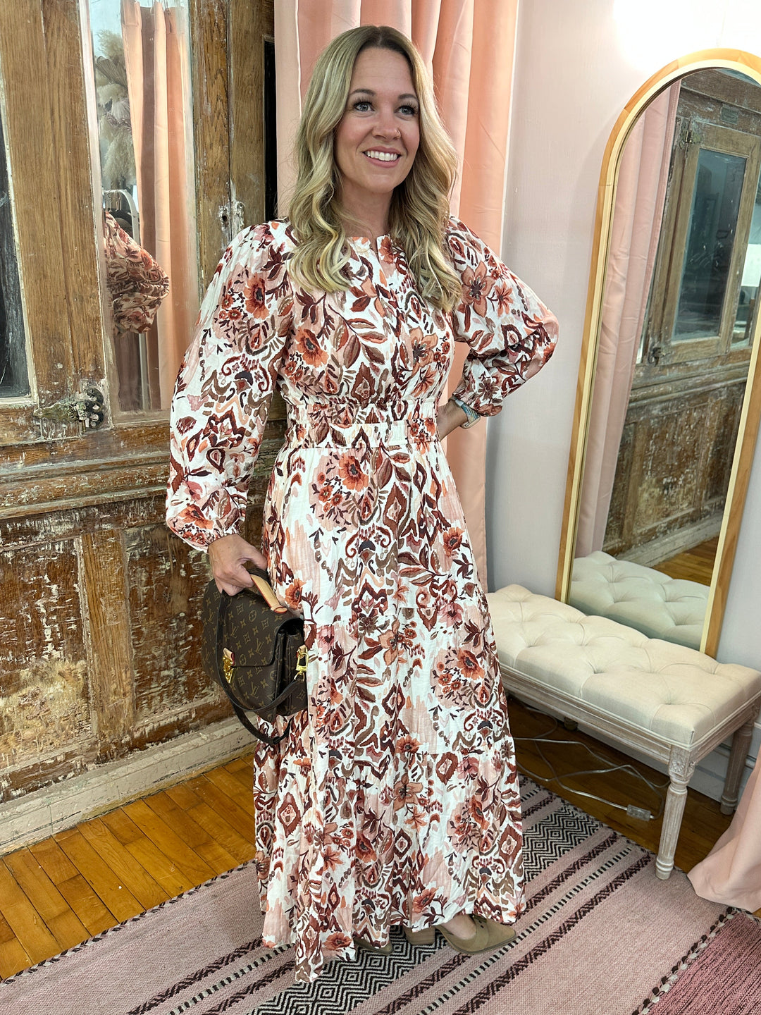 Long Sleeve Woven Maxi Dress