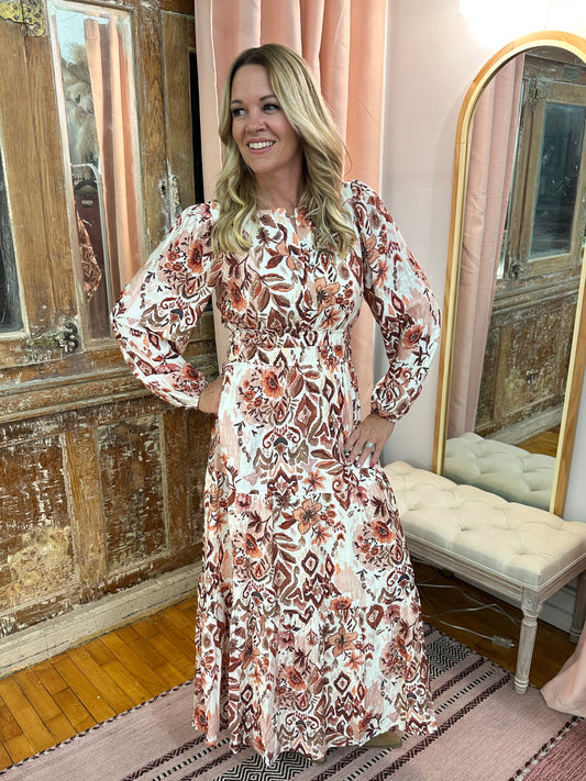 Long Sleeve Woven Maxi Dress