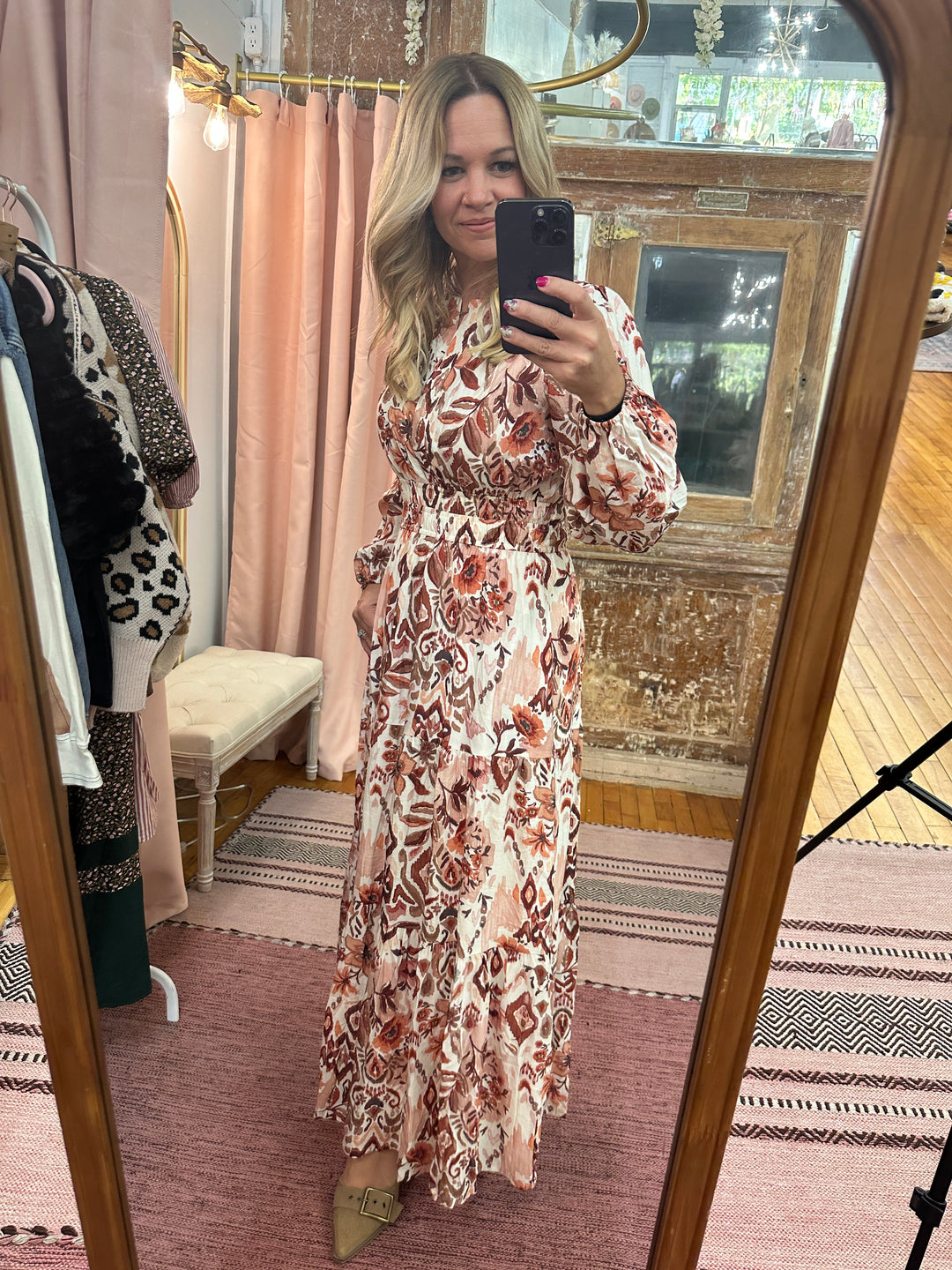 Long Sleeve Woven Maxi Dress