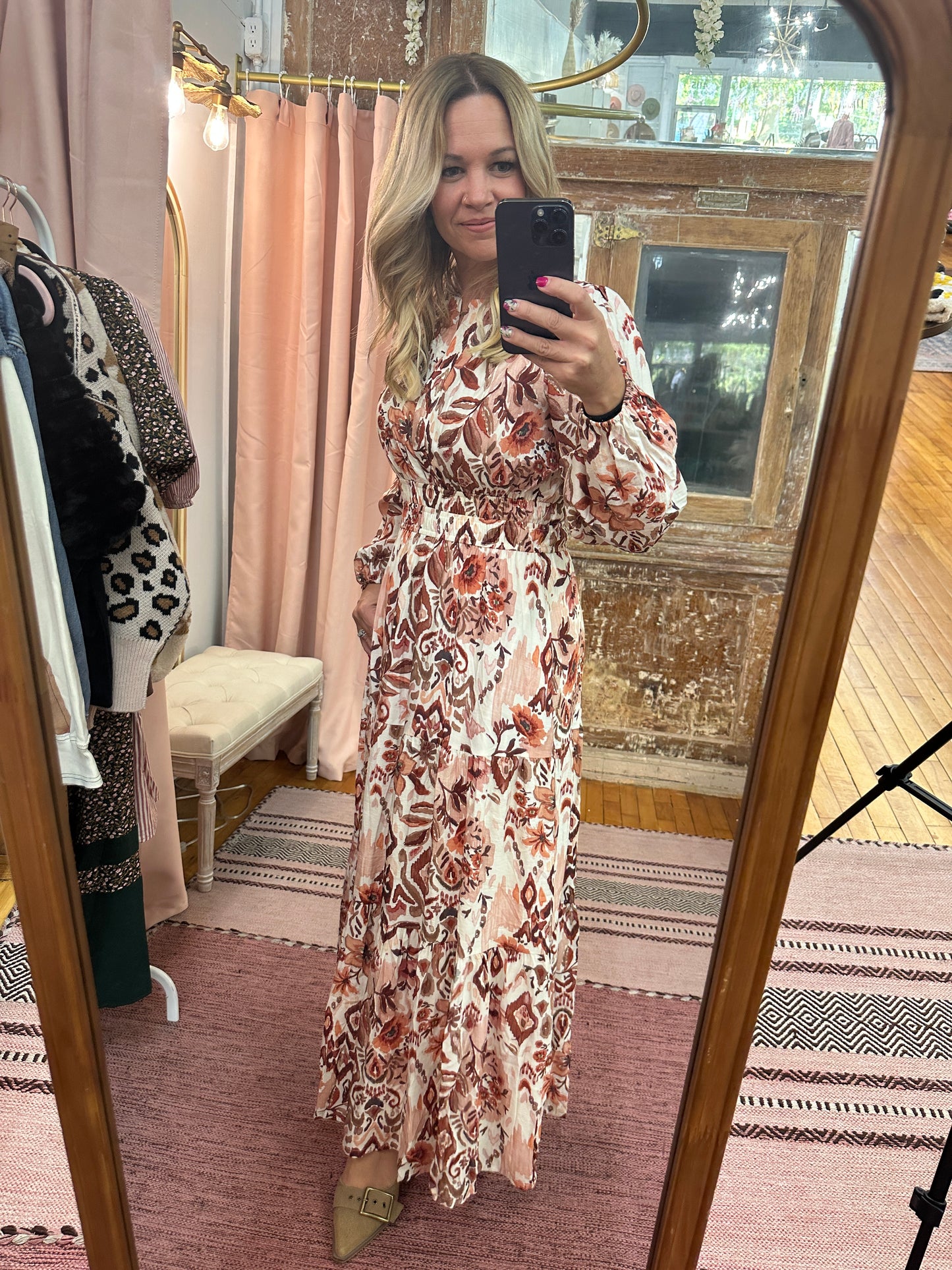 Long Sleeve Woven Maxi Dress