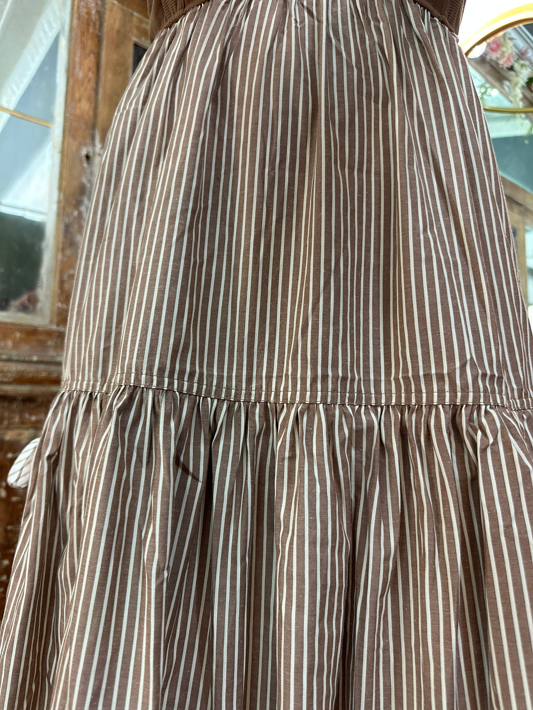 Striped Side Bow Midi Dress