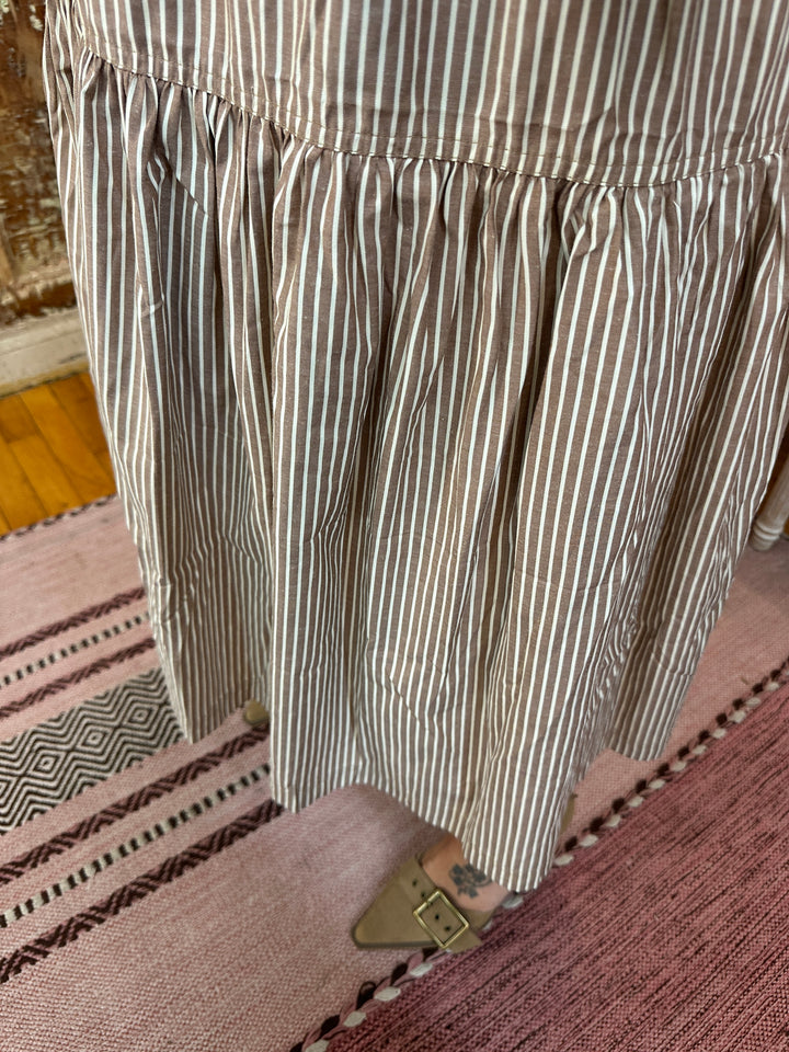 Striped Side Bow Midi Dress