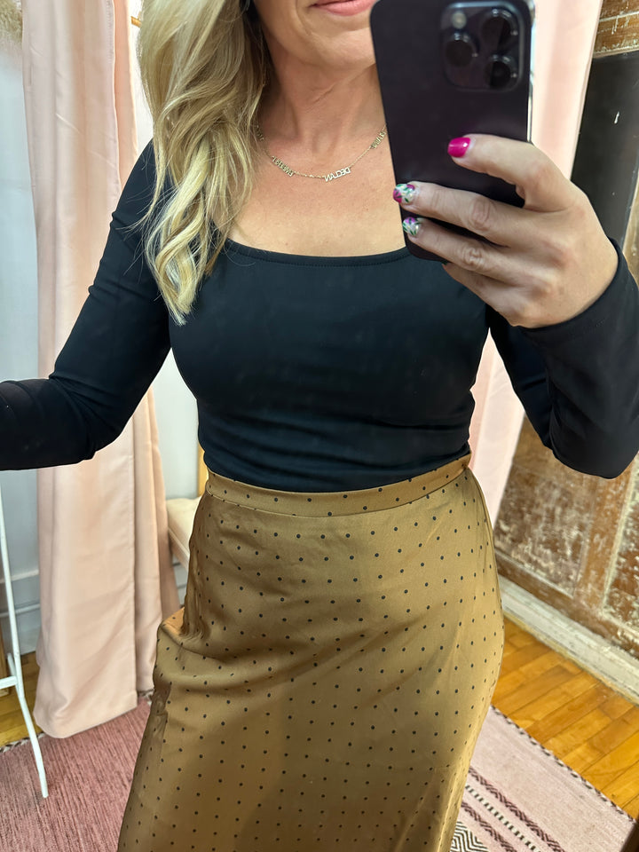 Fitted Square Neck Long Sleeve Athleisure Top