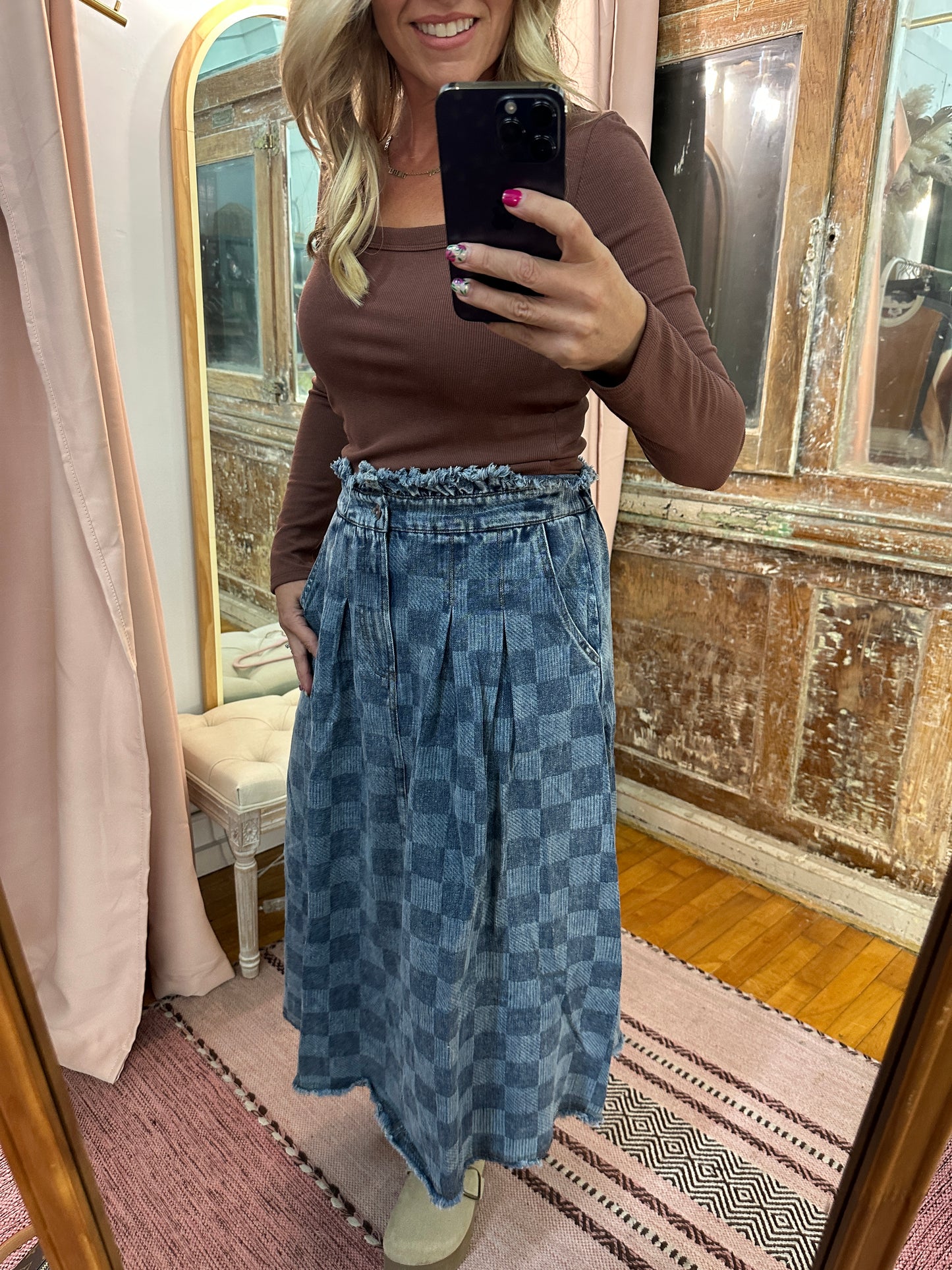 Scoop Neck Fitted Ribbed Knit Top