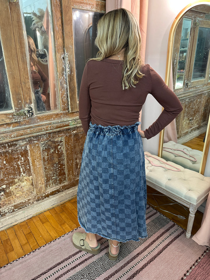 Scoop Neck Fitted Ribbed Knit Top