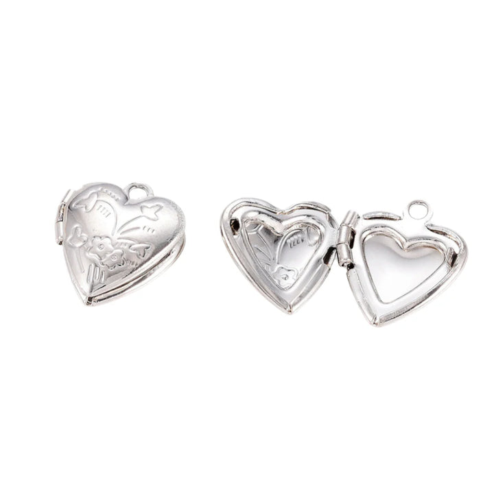 Silver Vintage Heart Locket Charm