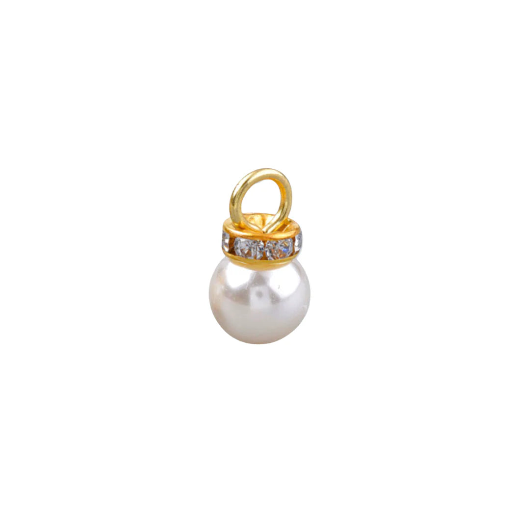 Gold Pearl and Rhinestone Collared Charm