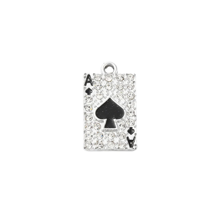 Silver Ace of Spades Card Charm