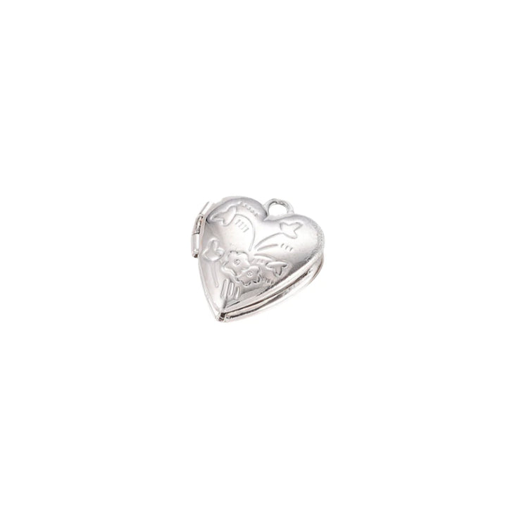 Silver Vintage Heart Locket Charm