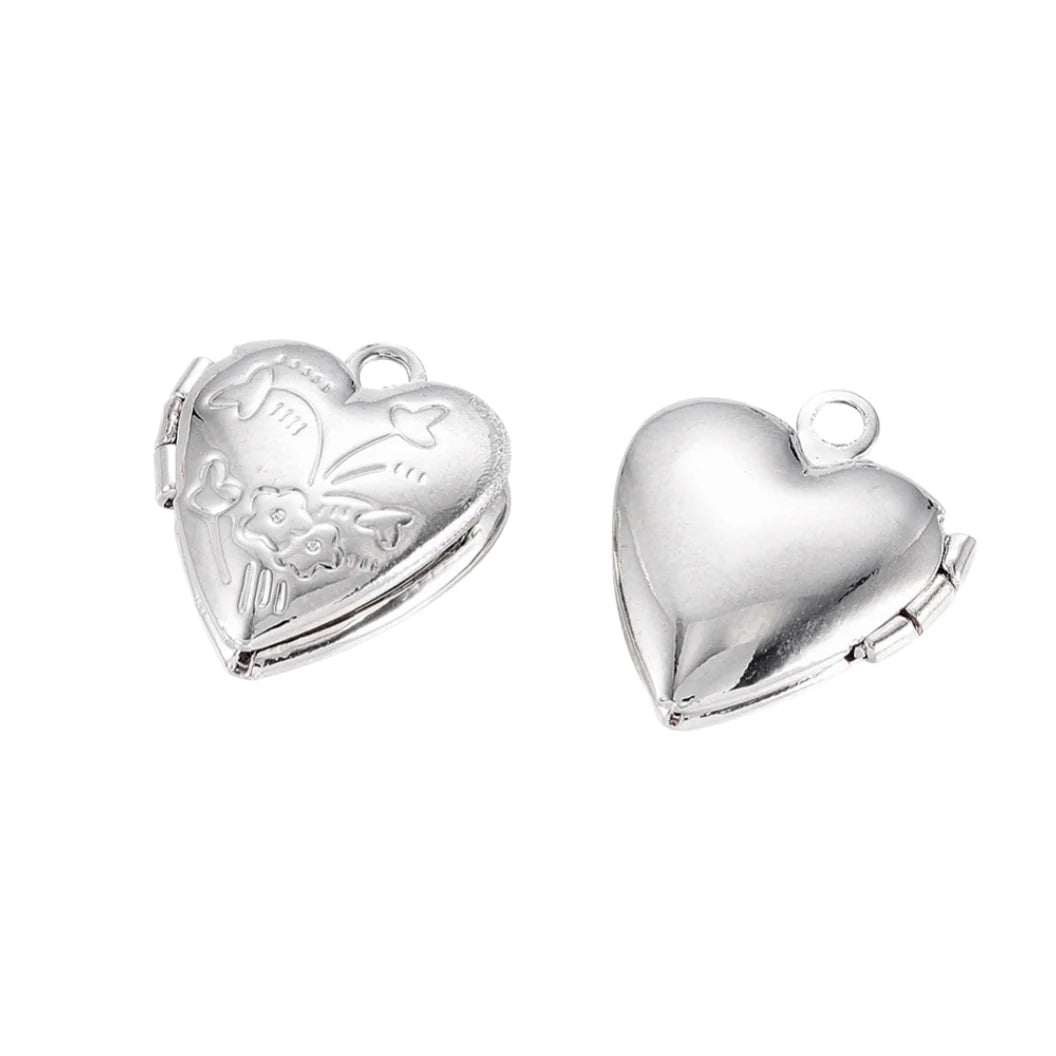 Silver Vintage Heart Locket Charm