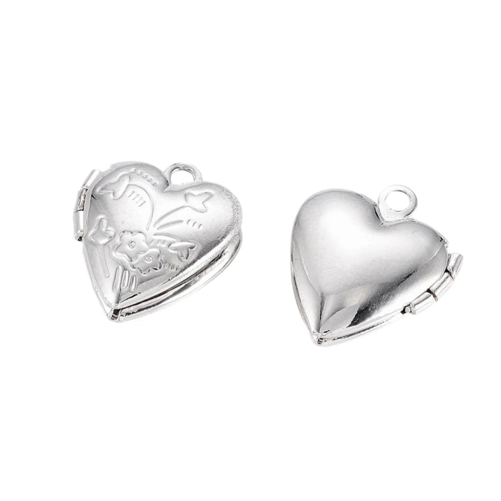 Silver Vintage Heart Locket Charm