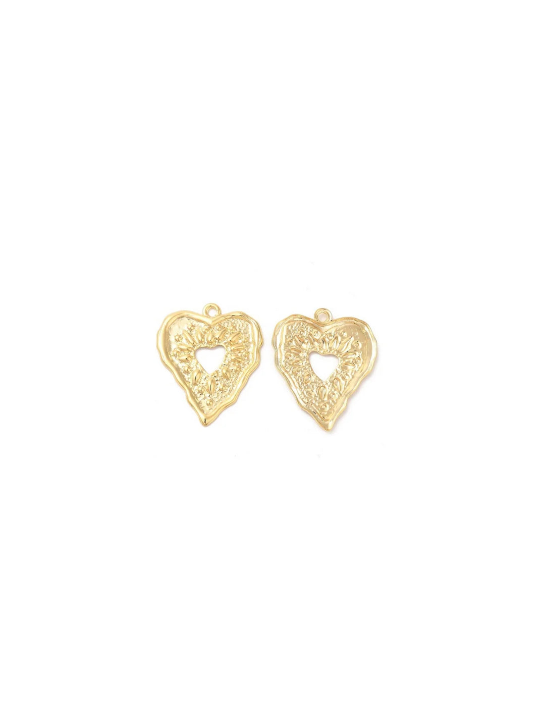 Gold Embossed Heart Charm