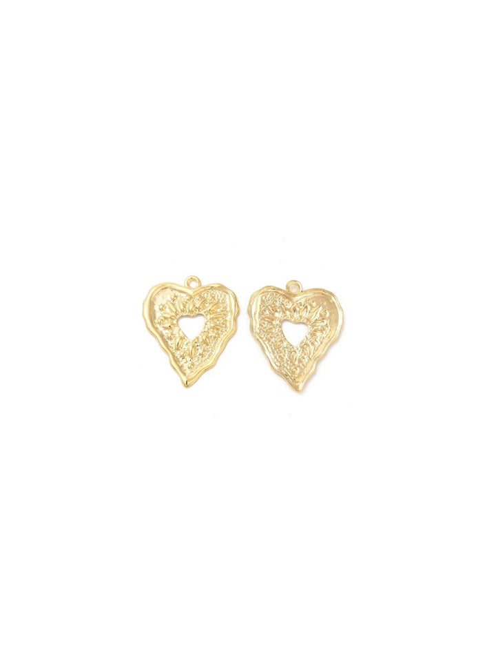Gold Embossed Heart Charm