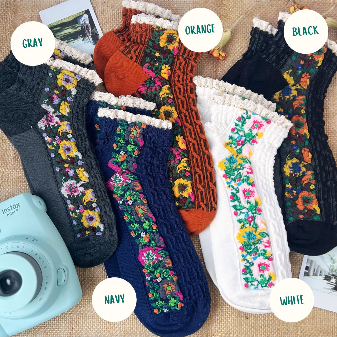 Audrey Vintage Ankle Socks: Navy