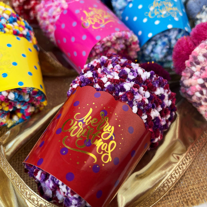 "Merry Christmas" Cozy Cupcake Socks | Fuchsia (Merry Christmas)