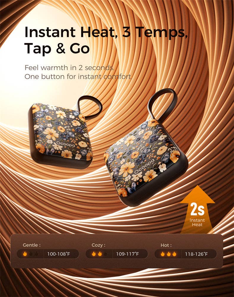 Ocoopa UT5 Nano Floral Reusable Hand Warmer: Flower